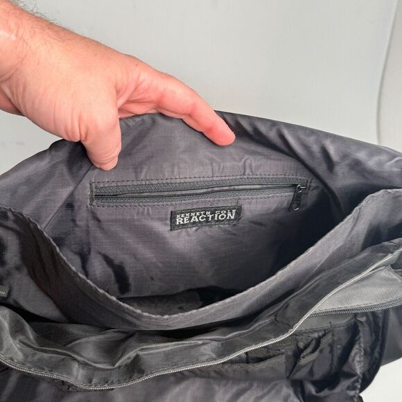 Kenneth Cole Reaction Black Messenger Laptop Bag 14.6” Satin PVC Organizer - Picture 16 of 16
